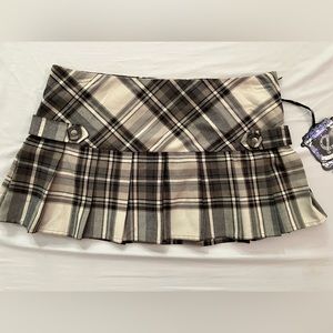 Ellemenno Taupe Gray Plaid School-Girl Punk Preppy Mini Skirt Size 11
